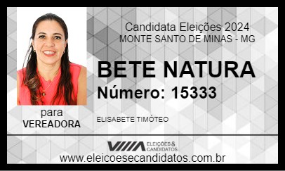 Candidato BETE NATURA 2024 - MONTE SANTO DE MINAS - Eleições