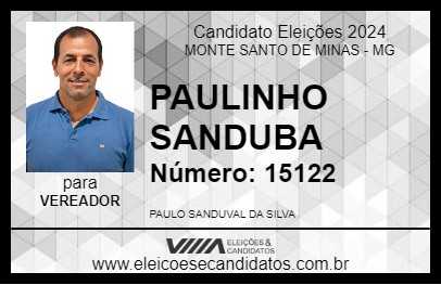 Candidato PAULINHO SANDUBA 2024 - MONTE SANTO DE MINAS - Eleições