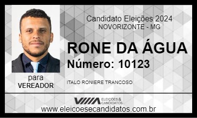 Candidato RONE DA ÁGUA 2024 - NOVORIZONTE - Eleições