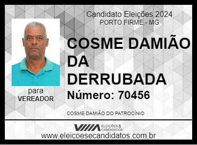 Candidato COSME DAMIÃO DA DERRUBADA 2024 - PORTO FIRME - Eleições