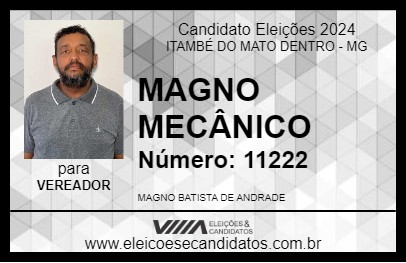 Candidato MAGNO MECÂNICO 2024 - ITAMBÉ DO MATO DENTRO - Eleições