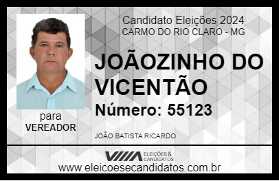 Candidato JOÃOZINHO DO VICENTÃO 2024 - CARMO DO RIO CLARO - Eleições