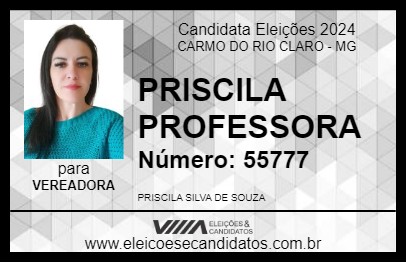 Candidato PRISCILA PROFESSORA 2024 - CARMO DO RIO CLARO - Eleições