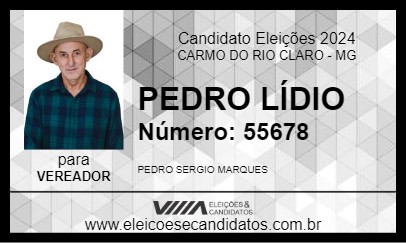 Candidato PEDRO LÍDIO 2024 - CARMO DO RIO CLARO - Eleições