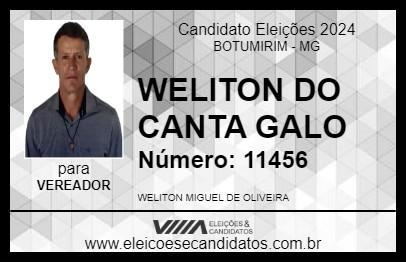 Candidato WELITON DO CANTA GALO 2024 - BOTUMIRIM - Eleições