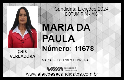 Candidato MARIA DA PAULA 2024 - BOTUMIRIM - Eleições