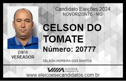 Candidato CELSON DO TOMATE 2024 - NOVORIZONTE - Eleições