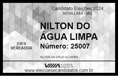 Candidato NILTON DO ÁGUA LIMPA 2024 - NOVA LIMA - Eleições