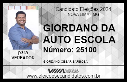 Candidato GIORDANO DA AUTO ESCOLA 2024 - NOVA LIMA - Eleições