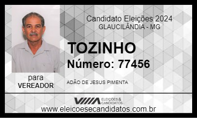 Candidato TOZINHO 2024 - GLAUCILÂNDIA - Eleições