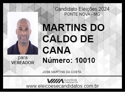 Candidato MARTINS DO CALDO DE CANA 2024 - PONTE NOVA - Eleições