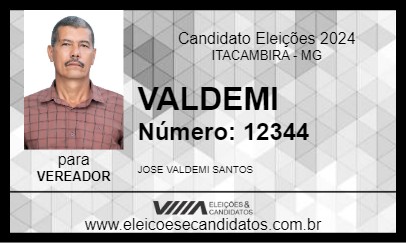 Candidato VALDEMI 2024 - ITACAMBIRA - Eleições