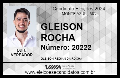 Candidato GLEISON ROCHA 2024 - MONTE AZUL - Eleições