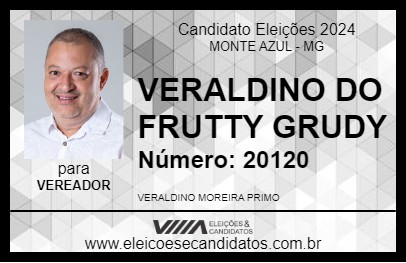 Candidato VERALDINO DO FRUTTY GRUDY 2024 - MONTE AZUL - Eleições