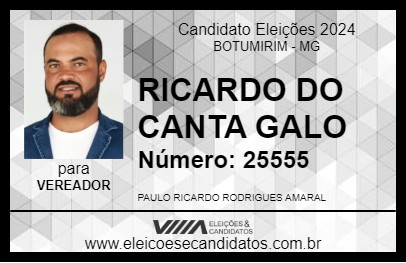 Candidato RICARDO DO CANTA GALO 2024 - BOTUMIRIM - Eleições