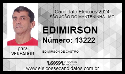 Candidato EDIMIRSON 2024 - SÃO JOÃO DO MANTENINHA - Eleições