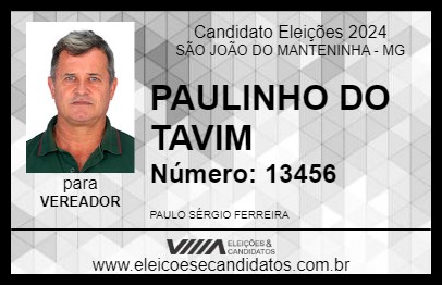 Candidato PAULINHO DO TAVIM 2024 - SÃO JOÃO DO MANTENINHA - Eleições