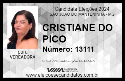 Candidato CRISTIANE DO PICO 2024 - SÃO JOÃO DO MANTENINHA - Eleições