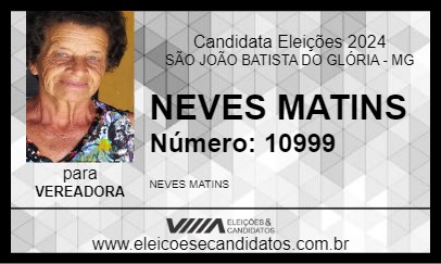 Candidato NEVES MATINS 2024 - SÃO JOÃO BATISTA DO GLÓRIA - Eleições