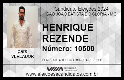 Candidato HENRIQUE REZENDE 2024 - SÃO JOÃO BATISTA DO GLÓRIA - Eleições