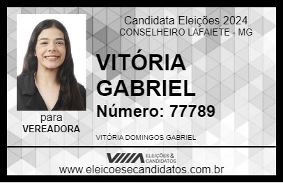 Candidato VITÓRIA GABRIEL 2024 - CONSELHEIRO LAFAIETE - Eleições