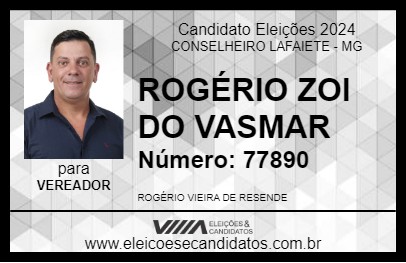 Candidato ROGÉRIO ZOI DO VASMAR 2024 - CONSELHEIRO LAFAIETE - Eleições