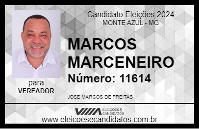 Candidato MARCOS MARCENEIRO 2024 - MONTE AZUL - Eleições