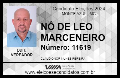 Candidato NÔ DE LEO MARCENEIRO 2024 - MONTE AZUL - Eleições