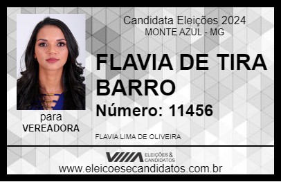 Candidato FLAVIA DE TIRA BARRO 2024 - MONTE AZUL - Eleições