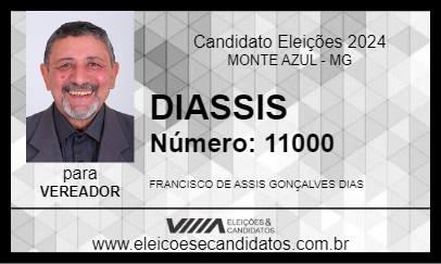 Candidato DIASSIS 2024 - MONTE AZUL - Eleições