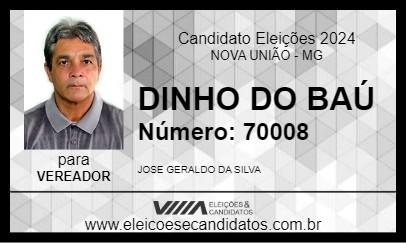 Candidato DINHO DO BAÚ 2024 - NOVA UNIÃO - Eleições