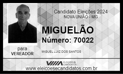 Candidato MIGUELÃO 2024 - NOVA UNIÃO - Eleições