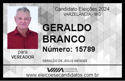 Candidato GERALDO BRANCO 2024 - VARZELÂNDIA - Eleições