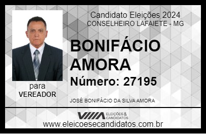 Candidato BONIFÁCIO AMORA 2024 - CONSELHEIRO LAFAIETE - Eleições