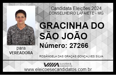 Candidato GRACINHA DO SÃO JOÃO 2024 - CONSELHEIRO LAFAIETE - Eleições