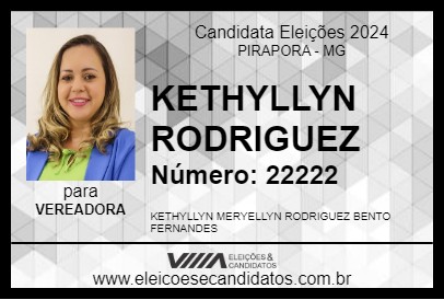 Candidato KETHYLLYN RODRIGUEZ 2024 - PIRAPORA - Eleições