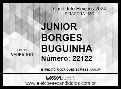 Candidato JUNIOR BORGES BUGUINHA 2024 - PIRAPORA - Eleições