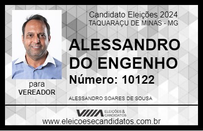 Candidato ALESSANDRO DO ENGENHO 2024 - TAQUARAÇU DE MINAS - Eleições