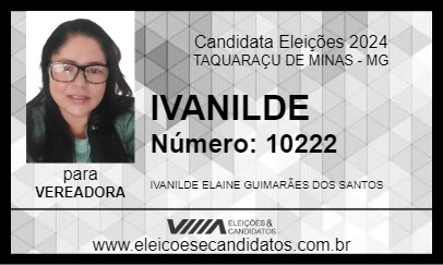 Candidato IVANILDE 2024 - TAQUARAÇU DE MINAS - Eleições