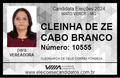 Candidato CLEINHA DE ZE CABO BRANCO 2024 - MATO VERDE - Eleições