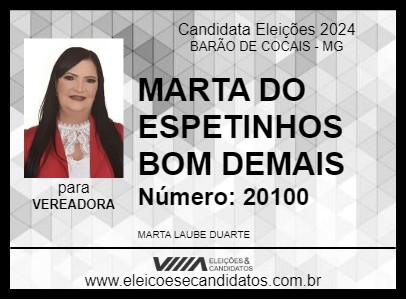 Candidato MARTINHA ESPETINHO BOM DEMAIS 2024 - BARÃO DE COCAIS - Eleições