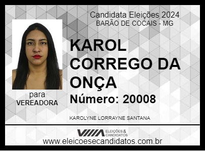 Candidato KAROL SANTANA 2024 - BARÃO DE COCAIS - Eleições