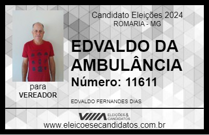 Candidato EDVALDO DA AMBULÂNCIA 2024 - ROMARIA - Eleições