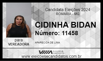 Candidato CIDINHA BIDAN 2024 - ROMARIA - Eleições