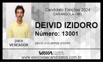 Candidato DEIVID IZIDORO 2024 - CARANGOLA - Eleições