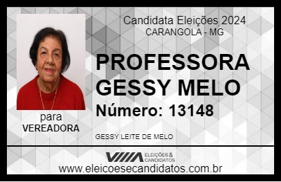 Candidato PROFESSORA GESSY MELO 2024 - CARANGOLA - Eleições