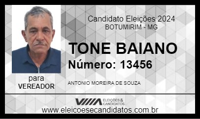 Candidato TONE BAIANO 2024 - BOTUMIRIM - Eleições