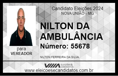 Candidato NILTON DA AMBULÂNCIA 2024 - NOVA UNIÃO - Eleições