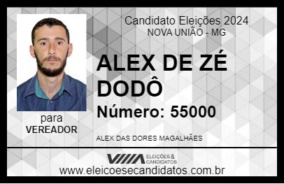 Candidato ALEX DE ZÉ DO CARMO 2024 - NOVA UNIÃO - Eleições