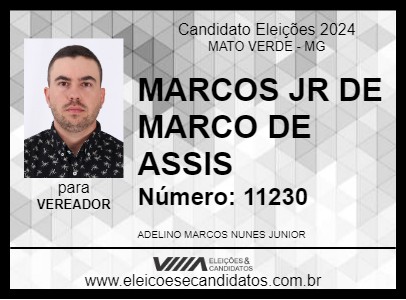 Candidato MARCOS JR DE MARCO DE ASSIS 2024 - MATO VERDE - Eleições